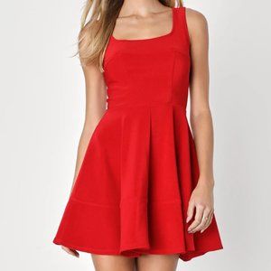 NWT Lulus Red Square Neck Sleeveless Skater Dress size Medium. Valentine's Day